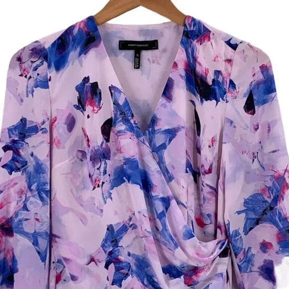 Robert Rodriguez Floral Print Faux-Wrap Dress S - Picture 3 of 6